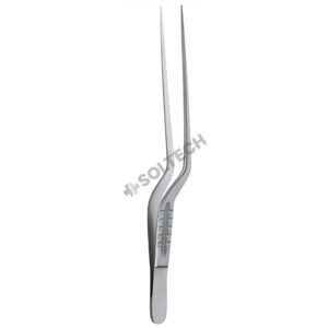 Bayonet-Shaped Dissecting Micro Forceps (0.6 mm & 1.0 mm Tips), Smooth, STR, 16 cm (6 1/4")